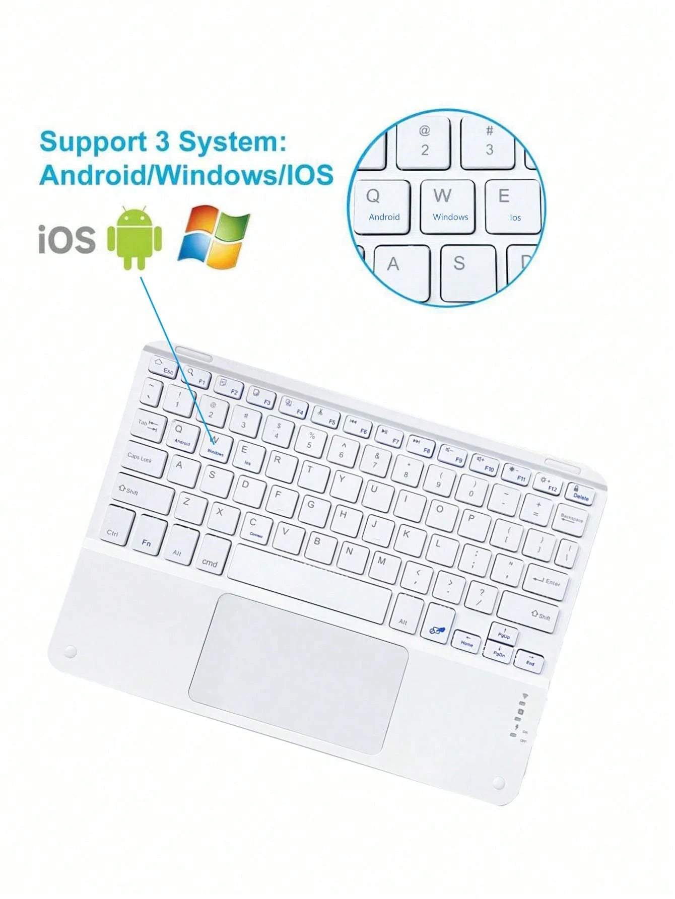 Wireless touch keyboard, slim and quiet design, long battery life. iPad mini Bluetooth keyboard, compatible with Android/IOS