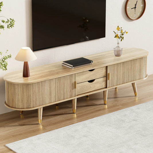 Anajqaqia 175x38x45cm TV Cabinet with Rattan Sliding Door,2 Drawers,TV Furniture with Open Compartments,TV Stand For Living Room