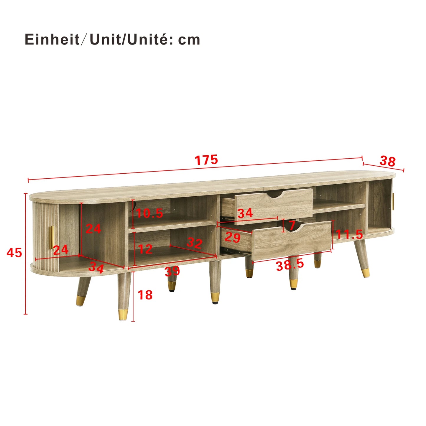 Anajqaqia 175x38x45cm TV Cabinet with Rattan Sliding Door,2 Drawers,TV Furniture with Open Compartments,TV Stand For Living Room