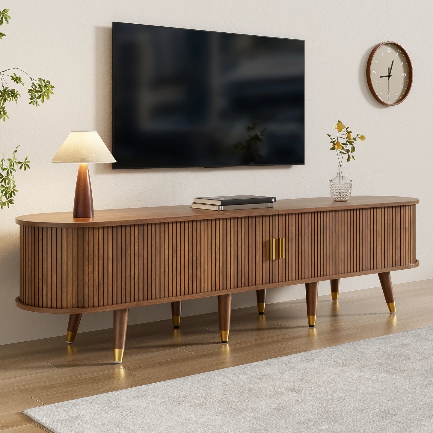 Anajqaqia 175x38x45cm TV Cabinet with Rattan Sliding Door,2 Drawers,TV Furniture with Open Compartments,TV Stand For Living Room