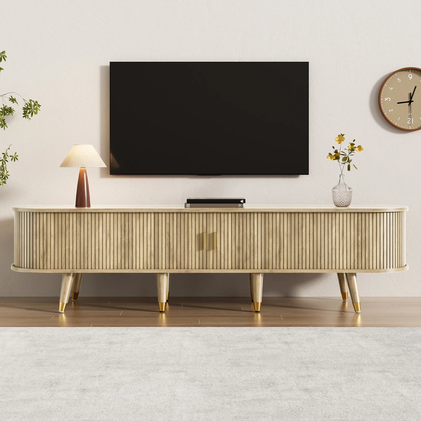Anajqaqia 175x38x45cm TV Cabinet with Rattan Sliding Door,2 Drawers,TV Furniture with Open Compartments,TV Stand For Living Room