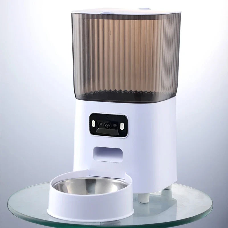 Raymax 5L Automatic Feeder Cat Dog Pets Camera Smart Food Dispenser WiFi Video Timing Quantitative Stainless Steel Feeding Bowl