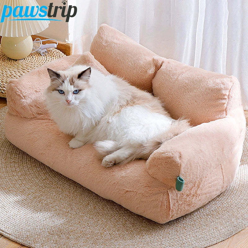Lit de luxe pour chat, canapé chaud d'hiver, nid pour animaux de compagnie, pour petits et moyens chiens, confortable, en peluche, pour chiot, fournitures pour animaux de compagnie