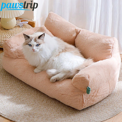 Lit de luxe pour chat, canapé chaud d'hiver, nid pour animaux de compagnie, pour petits et moyens chiens, confortable, en peluche, pour chiot, fournitures pour animaux de compagnie