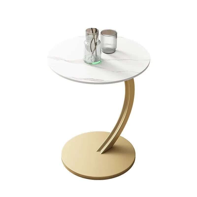 Scandinavian Modern Minimalist Small Round Side Table End Table Bedside Nightstand Compact Space Saving Coffee Table White