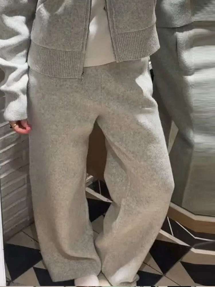 Ensemble pantalon en tricot élégant pour femmes, vestes décontractées à capuche et fermeture éclair, manches longues, pantalon de Sport Long, nouvelle collection printemps 2026