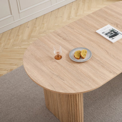 Modern Simple Solid Wood Texture Dining Table, Oval Tabletop, Suitable for Living Room/Dining Room, 180cm*90cm