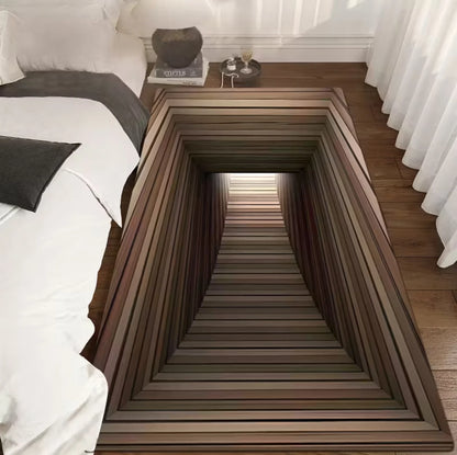 Bedroom Hallway Runner Rug 3D Infinite Passage Optical Illusion Pattern Carpet Non-Slip Soft Easy Clean Creative Decor Home Mat