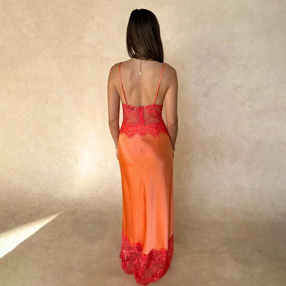 Robe longue sans manches en dentelle patchwork pour femme, dos nu, épaules dénudées, transparente, col en V, slim, maxi vestidos 2026, robe de vacances pour femme