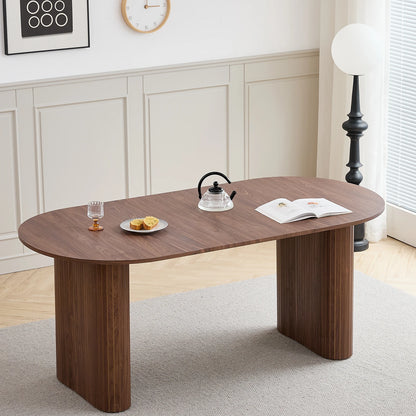 Modern Simple Solid Wood Texture Dining Table, Oval Tabletop, Suitable for Living Room/Dining Room, 180cm*90cm