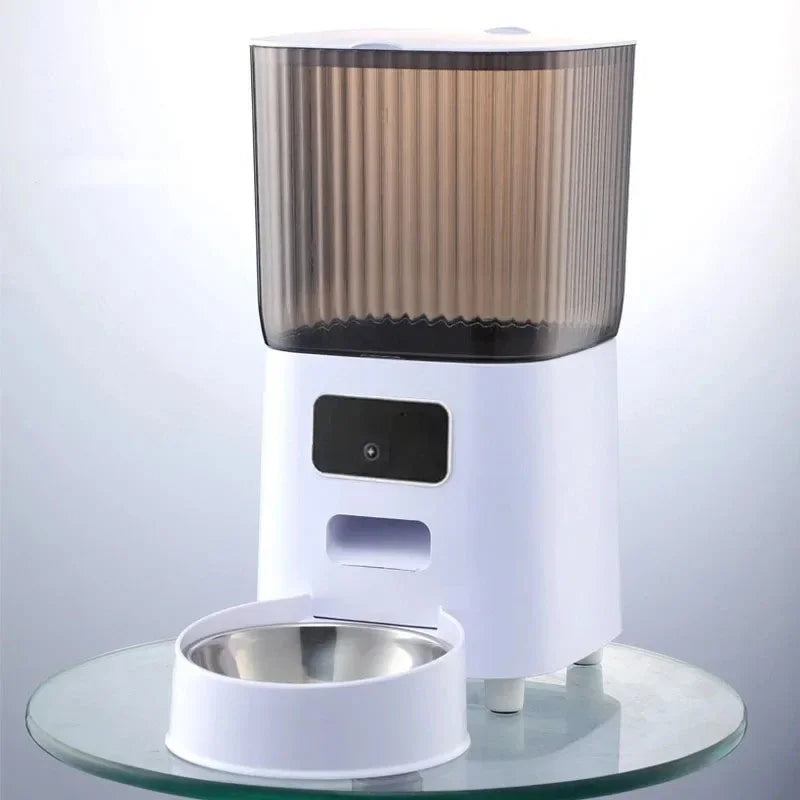 Raymax 5L Automatic Feeder Cat Dog Pets Camera Smart Food Dispenser WiFi Video Timing Quantitative Stainless Steel Feeding Bowl