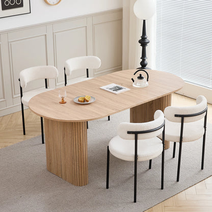 Modern Simple Solid Wood Texture Dining Table, Oval Tabletop, Suitable for Living Room/Dining Room, 180cm*90cm