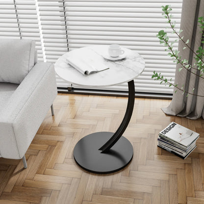 Scandinavian Modern Minimalist Small Round Side Table End Table Bedside Nightstand Compact Space Saving Coffee Table White
