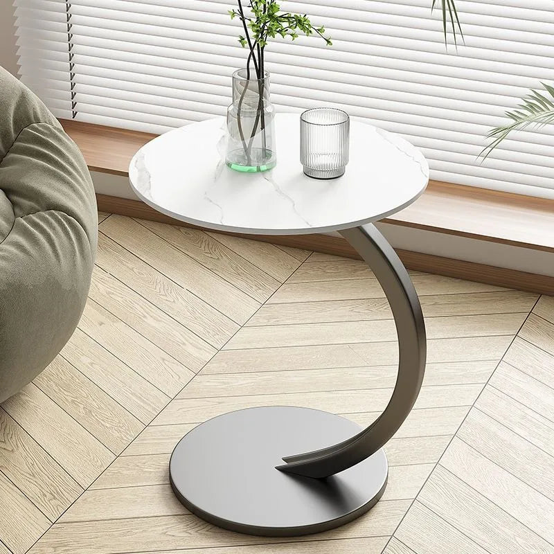 Scandinavian Modern Minimalist Small Round Side Table End Table Bedside Nightstand Compact Space Saving Coffee Table White