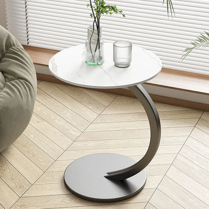 Scandinavian Modern Minimalist Small Round Side Table End Table Bedside Nightstand Compact Space Saving Coffee Table White