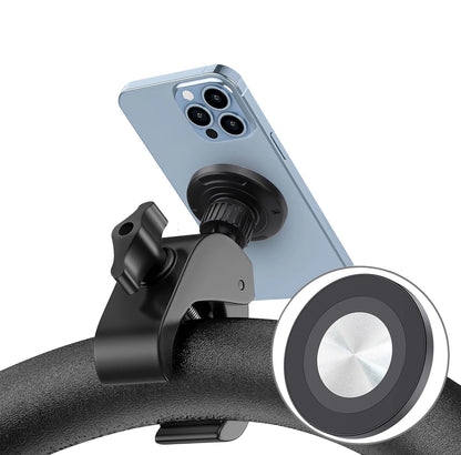 Support magnétique pour téléphone, pince de fixation rotative, accessoires pour guidon, compatible MagSafe, pour vélo ordinaire, poussette, vélo de spinning, guidon
