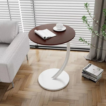 Scandinavian Modern Minimalist Small Round Side Table End Table Bedside Nightstand Compact Space Saving Coffee Table White