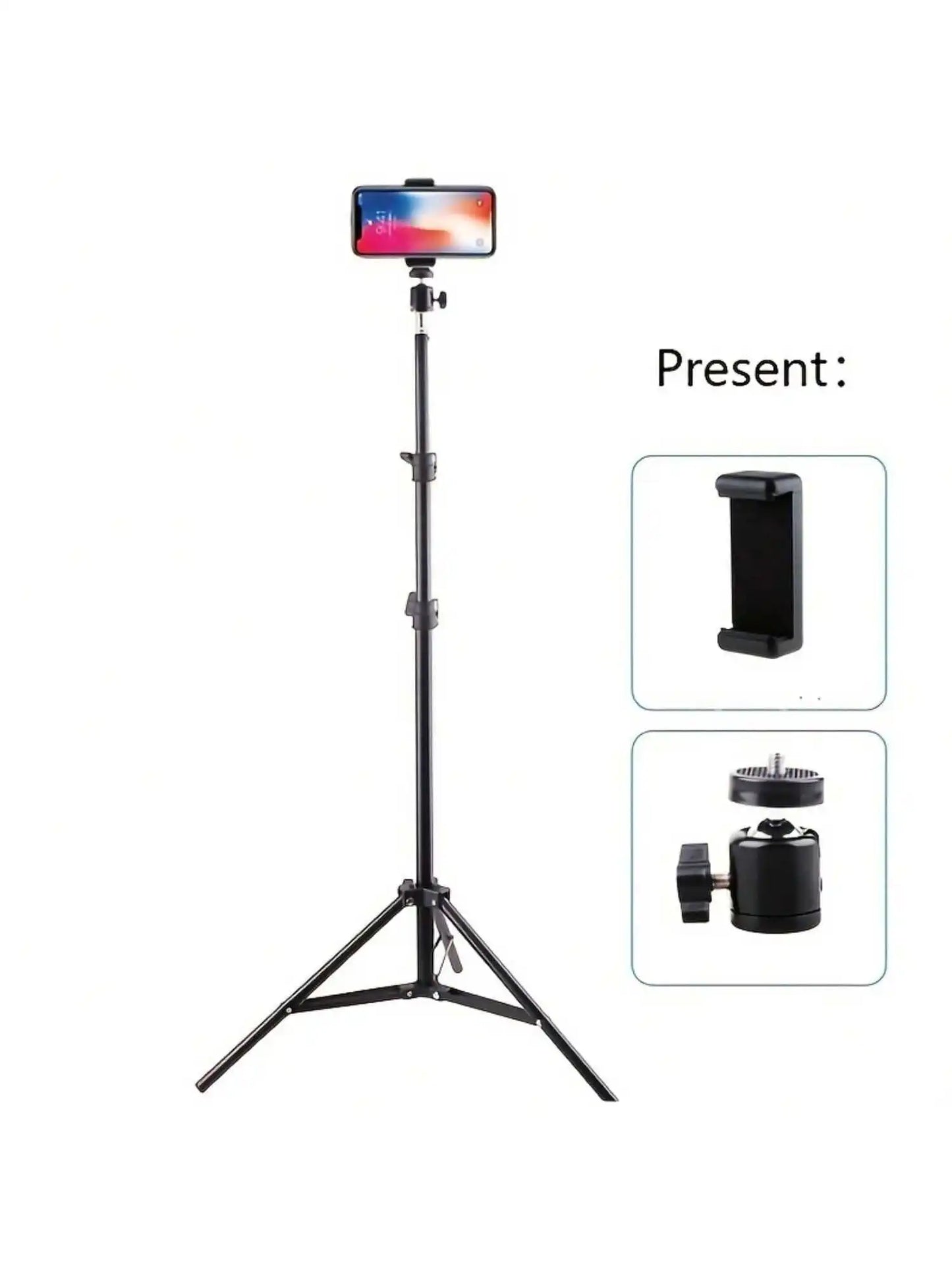 1pc 63 pouces avec trépied pliable et clip de support de téléphone 160.02 Cm trépied multifonctionnel, trépied pour téléphone et appareil photo