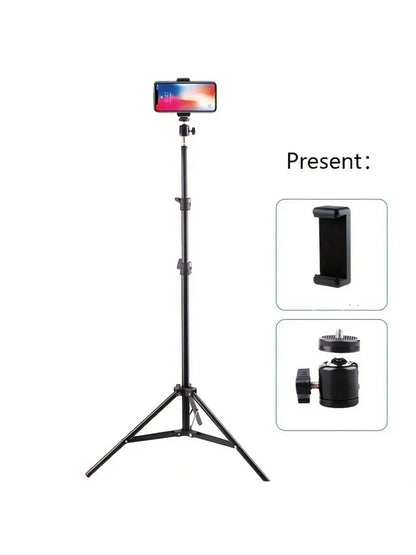 1pc 63 pouces avec trépied pliable et clip de support de téléphone 160.02 Cm trépied multifonctionnel, trépied pour téléphone et appareil photo