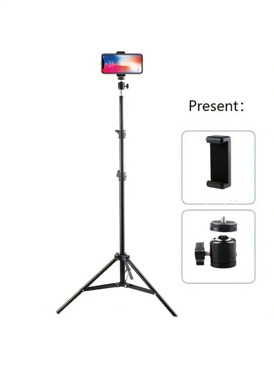1pc 63 pouces avec trépied pliable et clip de support de téléphone 160.02 Cm trépied multifonctionnel, trépied pour téléphone et appareil photo