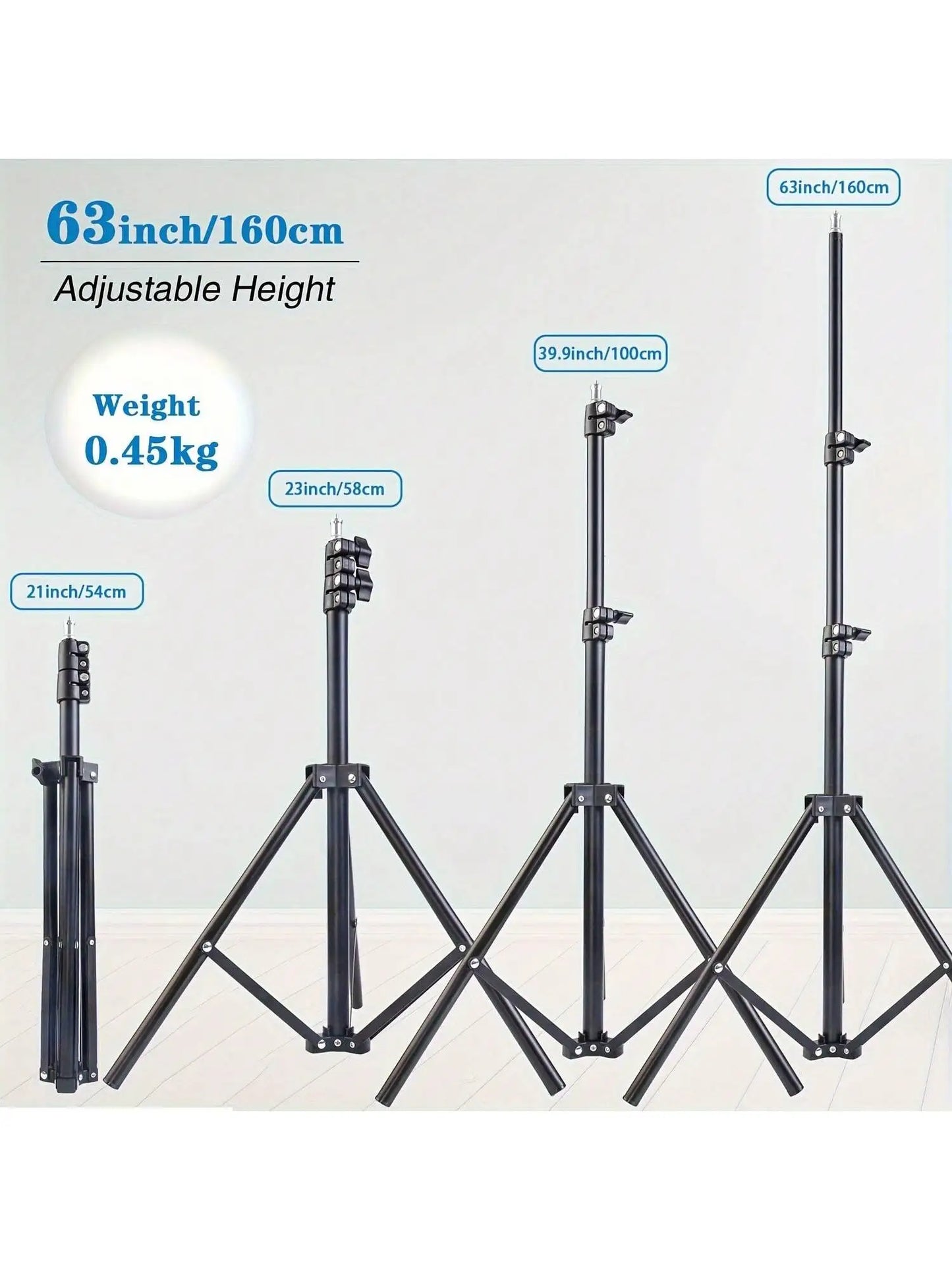 1pc 63 pouces avec trépied pliable et clip de support de téléphone 160.02 Cm trépied multifonctionnel, trépied pour téléphone et appareil photo