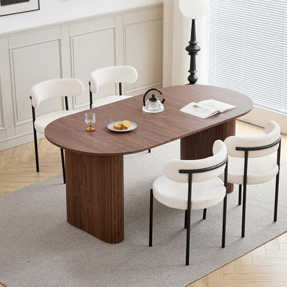 Modern Simple Solid Wood Texture Dining Table, Oval Tabletop, Suitable for Living Room/Dining Room, 180cm*90cm