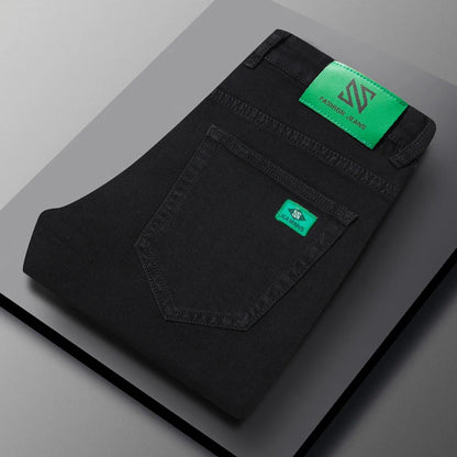 Pantalones vaqueros elásticos de algodón para hombre, Vaqueros de mezclilla finos informales de negocios, color gris, primavera y verano, nuevo ajuste recto y ligero
