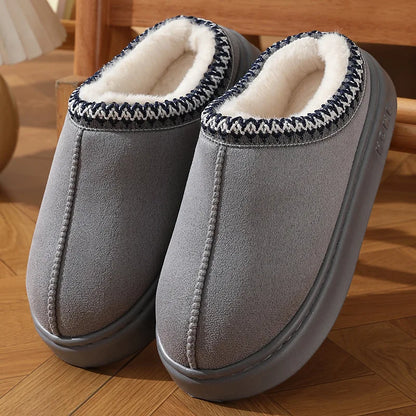 Nouvelle mode moelleux plate-forme pantoufles pour femmes 2025 hiver en peluche chaud coton chaussures femme confort antidérapant unisexe maison pantoufles