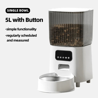 Raymax 5L Automatic Feeder Cat Dog Pets Camera Smart Food Dispenser WiFi Video Timing Quantitative Stainless Steel Feeding Bowl