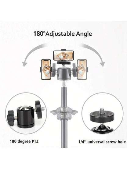 1pc 63 pouces avec trépied pliable et clip de support de téléphone 160.02 Cm trépied multifonctionnel, trépied pour téléphone et appareil photo