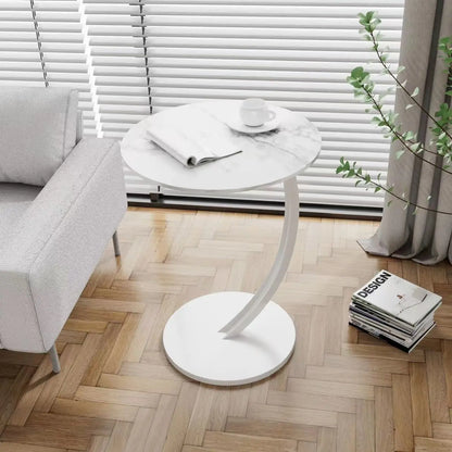 Scandinavian Modern Minimalist Small Round Side Table End Table Bedside Nightstand Compact Space Saving Coffee Table White