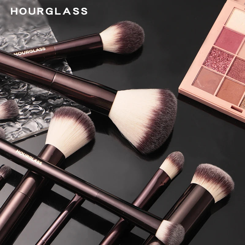Ensemble et Kit de pinceaux de maquillage sablier comprenant fond de teint en poudre correcteur fard à joues pour lèvres bronzant fard à paupières Eyeliner pinceau pour surbrillance