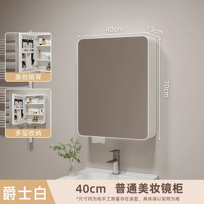 ‌ Armoire à miroir en aluminium à espace rond d'angle intelligent, rangement mural pour salle de bain avec étagères, organisateur de vanité pour armoire à médicaments