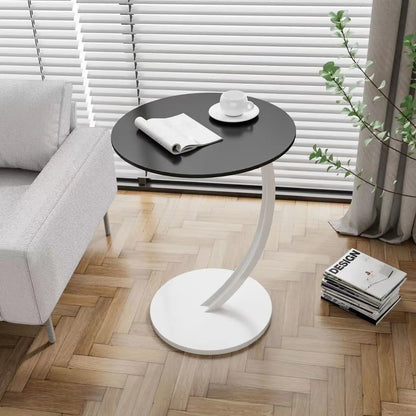 Scandinavian Modern Minimalist Small Round Side Table End Table Bedside Nightstand Compact Space Saving Coffee Table White