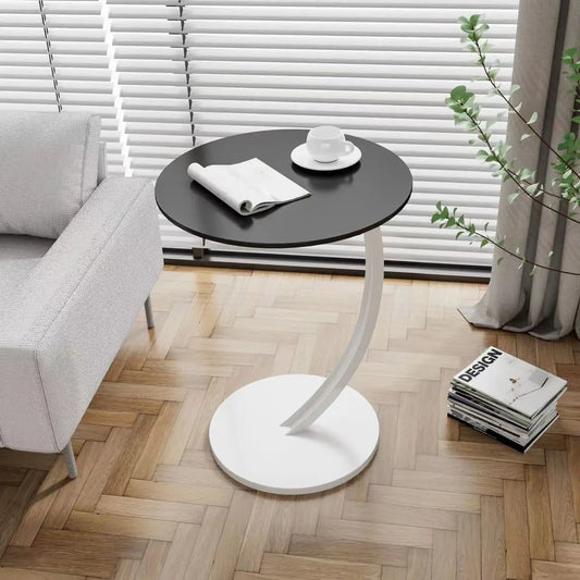 Scandinavian Modern Minimalist Small Round Side Table End Table Bedside Nightstand Compact Space Saving Coffee Table White