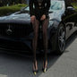 Sexy Black Line Tights Women Sheer Mesh Hollow Out Pantyhose 2025 Autumn New Streetwear Stocking
