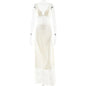 Robe longue sans manches en dentelle patchwork pour femme, dos nu, épaules dénudées, transparente, col en V, slim, maxi vestidos 2026, robe de vacances pour femme