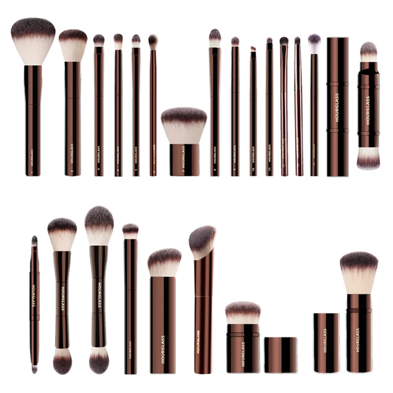 Ensemble et Kit de pinceaux de maquillage sablier comprenant fond de teint en poudre correcteur fard à joues pour lèvres bronzant fard à paupières Eyeliner pinceau pour surbrillance