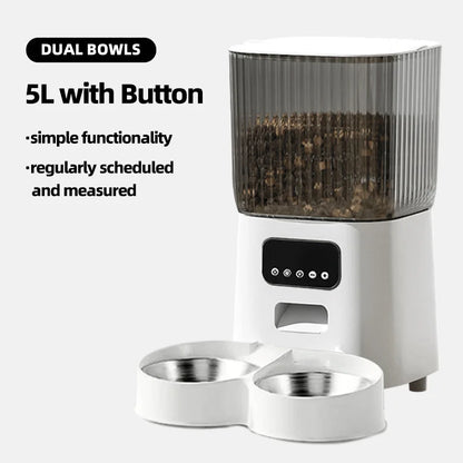 Raymax 5L Automatic Feeder Cat Dog Pets Camera Smart Food Dispenser WiFi Video Timing Quantitative Stainless Steel Feeding Bowl