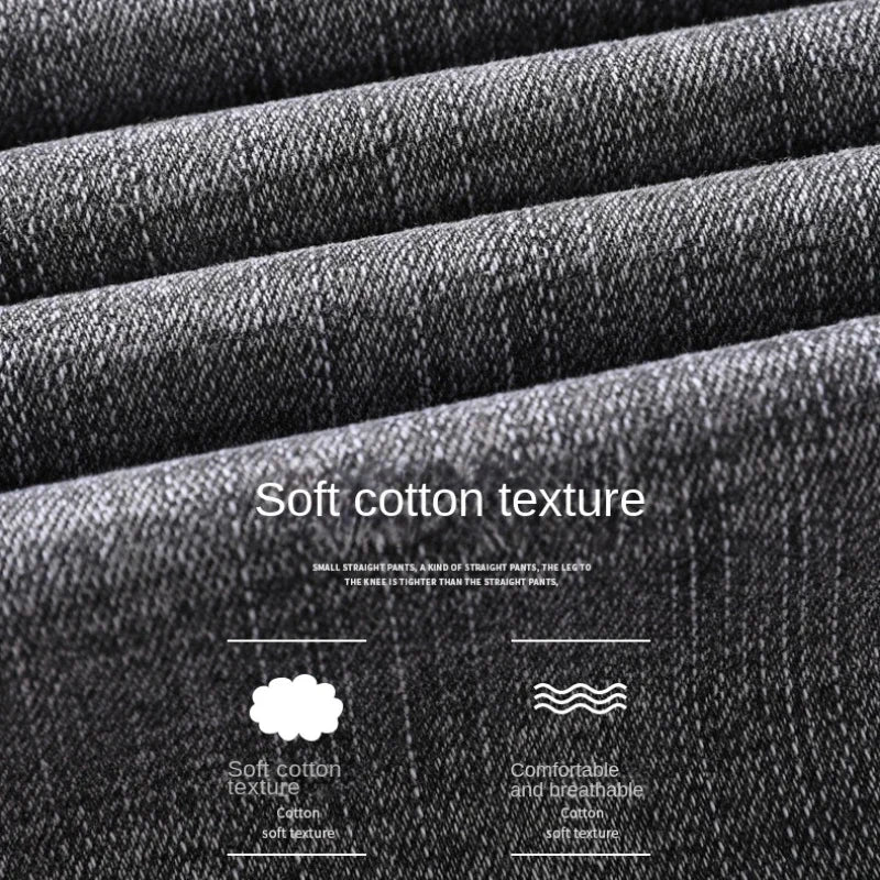 Pantalones vaqueros elásticos de algodón para hombre, Vaqueros de mezclilla finos informales de negocios, color gris, primavera y verano, nuevo ajuste recto y ligero